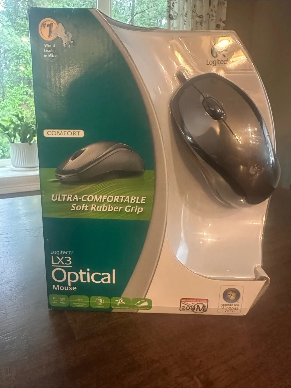 Logitech LX3 3 Button Optical Mouse Ultra Comfort Rubber Grip PC & Mac HiDef NEW